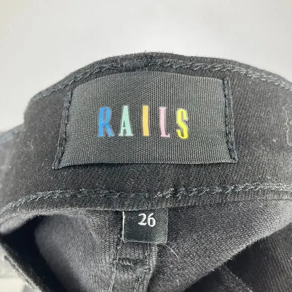 RAILS Getty Wide Leg Coated Noir Black Jeans High Rise 26 - Picture 4 of 6